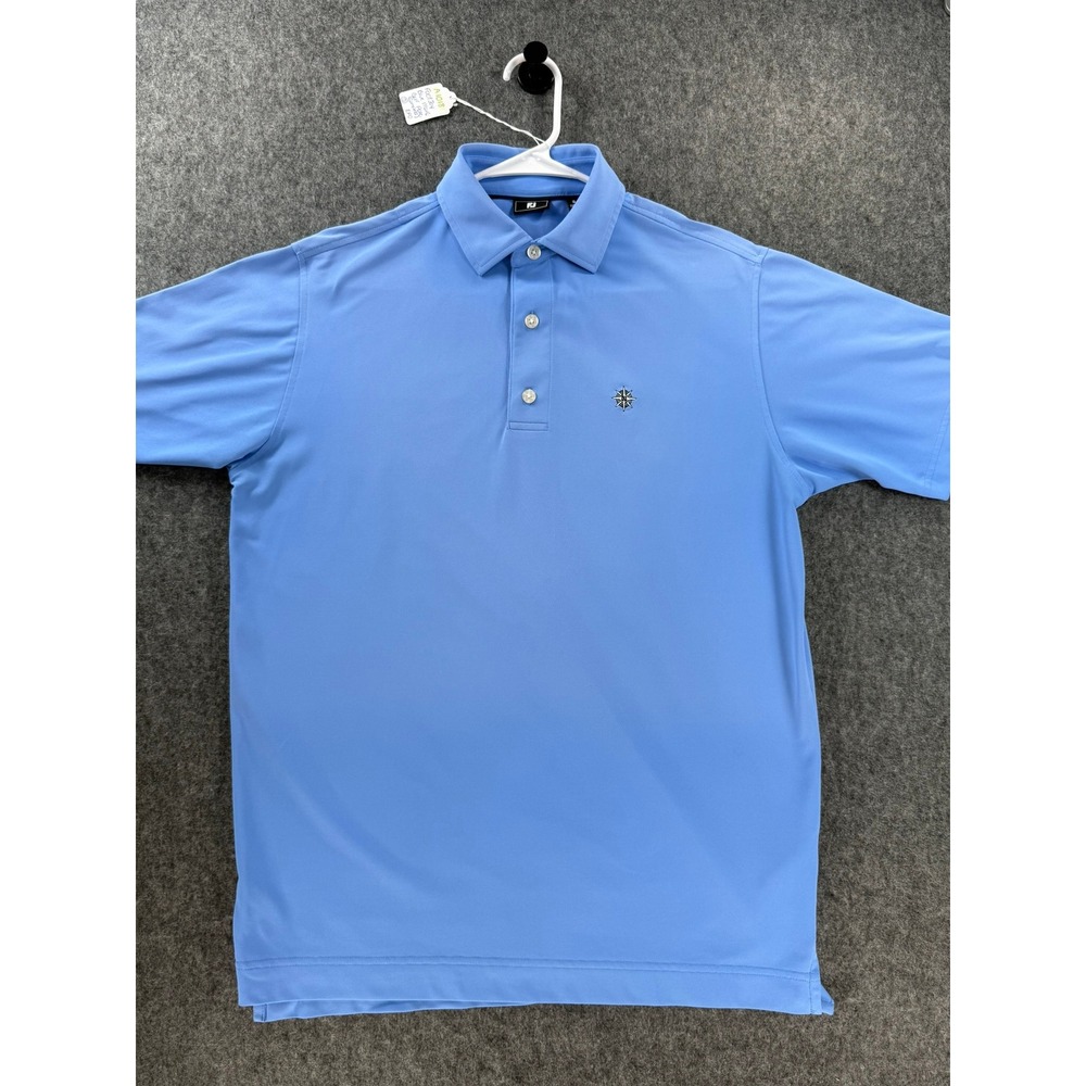 FootJoy Mens S Light Blue Compass Logo Performance Golf Polo Shirt EPO
